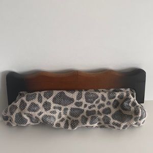 Leopard Wood Handle Clutch